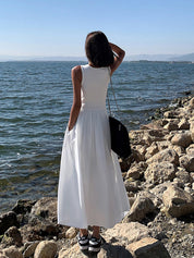 Leisure Crew Neck Long Dress | Women's Casual Long Dress | Relaxed Everyday Fashion Dress UK
