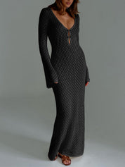 Cover Up Long Sleeve Open Back Long Dress | Women's Long Sleeve Swim Cover-Up | Beach Holiday Swimwear UK