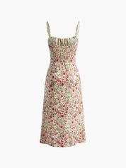 Floral Print Trim Cami Midi Dress | Women's Floral Print Midi Dress | Feminine Boho Dress UK