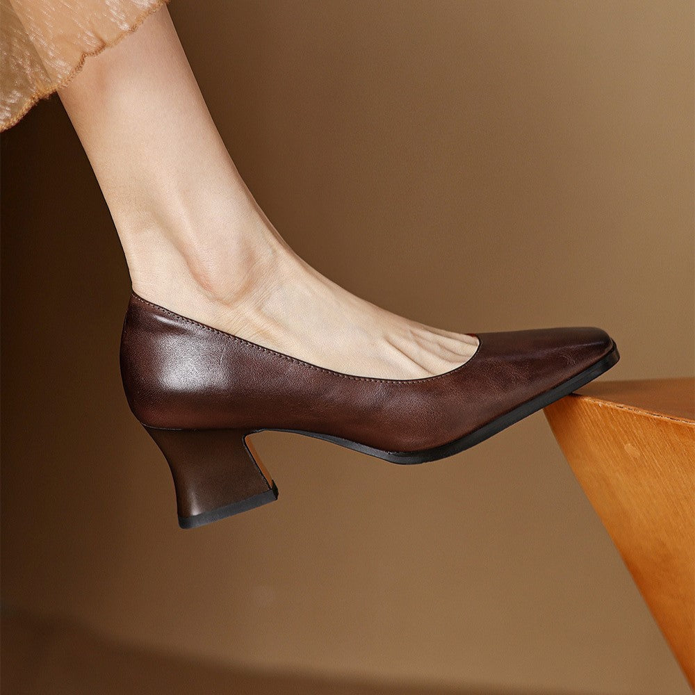 Theo Square-Toe Leather Pumps | Men's Classic Smart Shoes | Genuine Leather Smart Casual UK