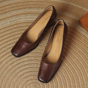 Theo Square-Toe Leather Pumps | Men's Classic Smart Shoes | Genuine Leather Smart Casual UK