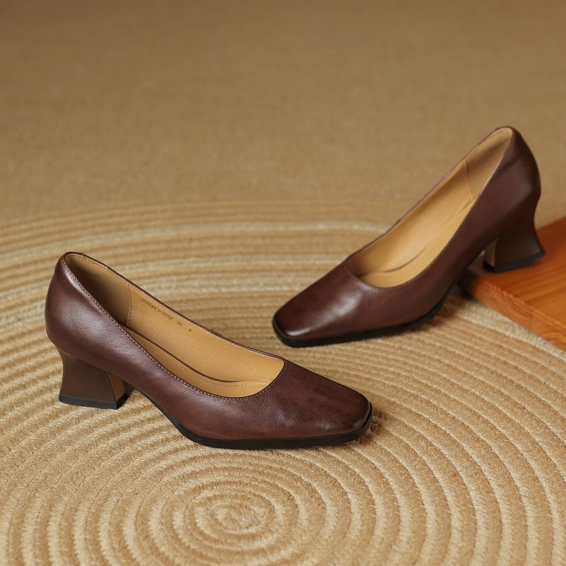 Theo Square-Toe Leather Pumps | Men's Classic Smart Shoes | Genuine Leather Smart Casual UK