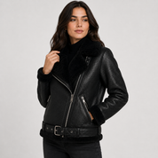 Women's Longline Faux Leather Jacket – Fleece Lined Belted Winter Coat | Black | S–XL