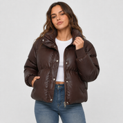 Warm Puffer Jacket | Women's Winter Coat | Women's Padded Reddish Brown