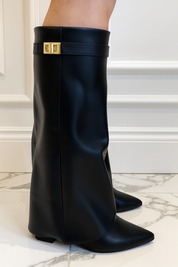 Women's Block Heel Knee-High Boots – Decorative Flap Cushioned Lining Vivian | 4 Styles | UK 3–8