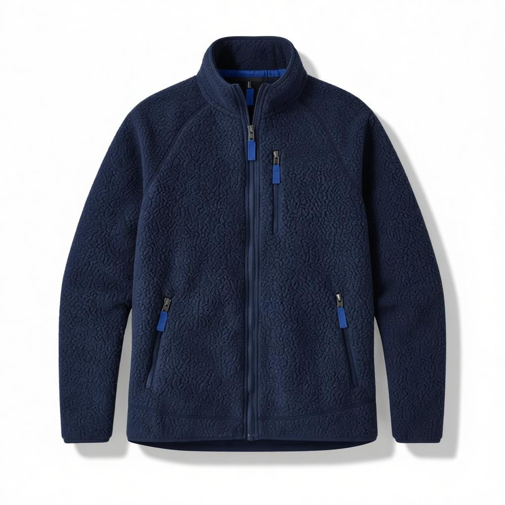 Men's Long Pile Fleece Jacket – Stand Collar Full-Zip Sherpa Midlayer Coat | 5 Colours | S–XL