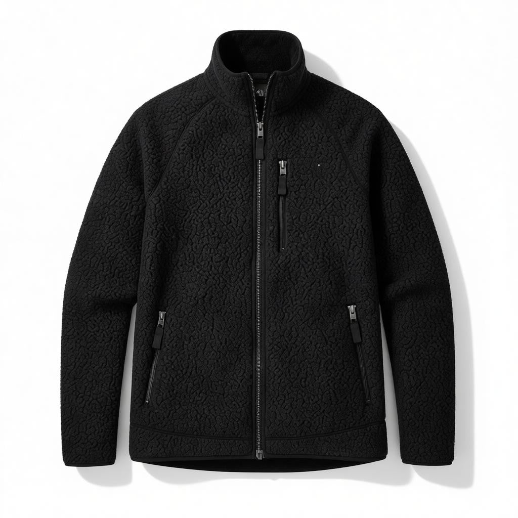 Men's Long Pile Fleece Jacket – Stand Collar Full-Zip Sherpa Midlayer Coat | 5 Colours | S–XL