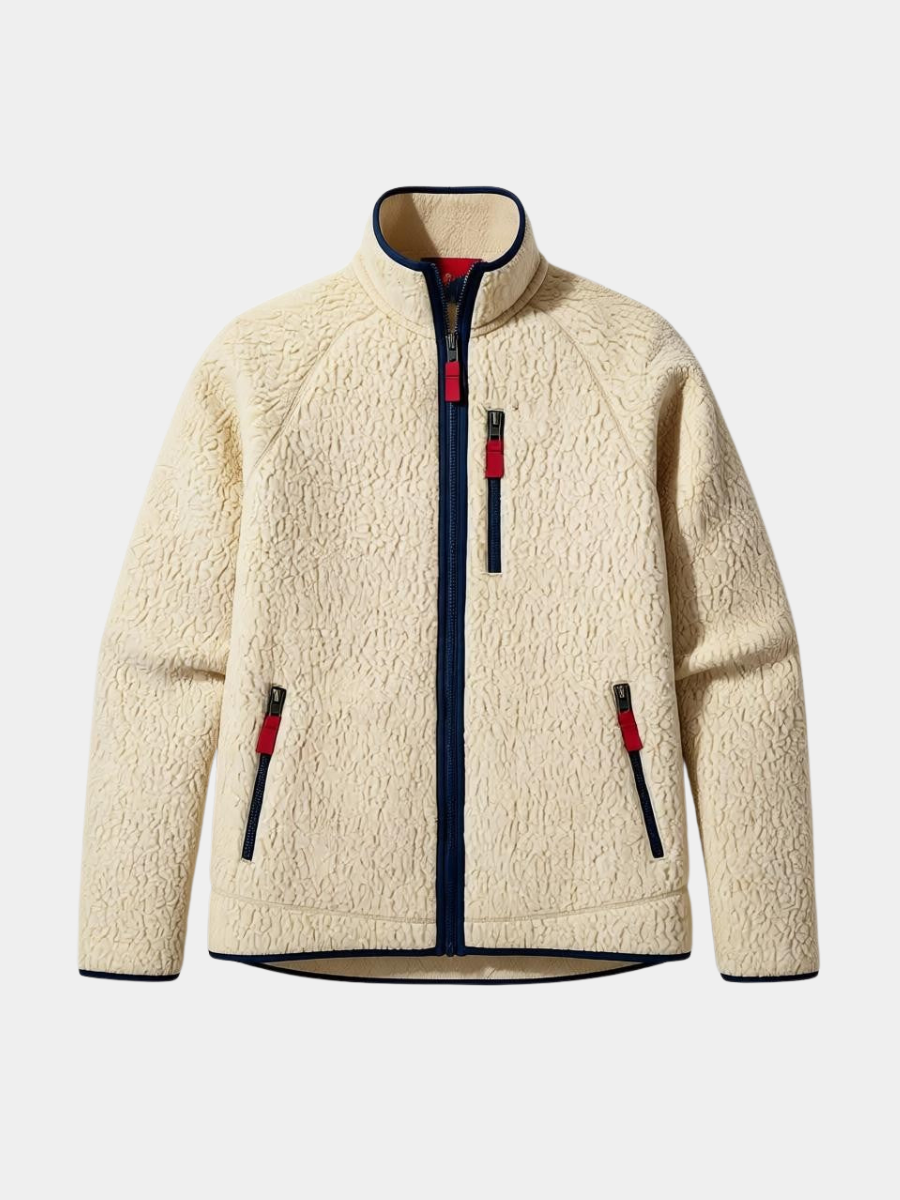 Men's Long Pile Fleece Jacket – Stand Collar Full-Zip Sherpa Midlayer Coat | 5 Colours | S–XL
