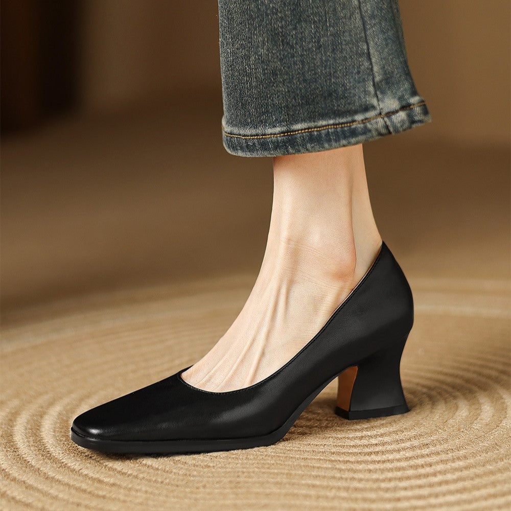 Theo Square-Toe Leather Pumps | Men's Classic Smart Shoes | Genuine Leather Smart Casual UK