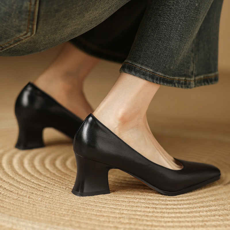 Theo Square-Toe Leather Pumps | Men's Classic Smart Shoes | Genuine Leather Smart Casual UK