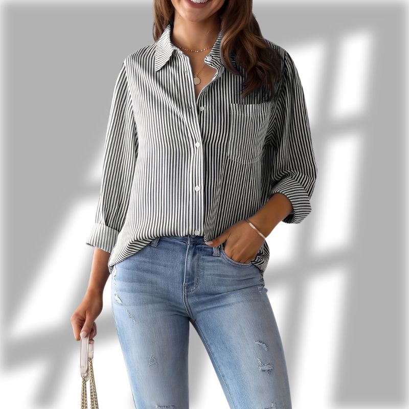 Edith Striped Shirt | Women's Striped Casual Top | Relaxed Fit Summer Tee UK