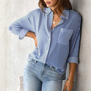Edith Striped Shirt | Women's Striped Casual Top | Relaxed Fit Summer Tee UK