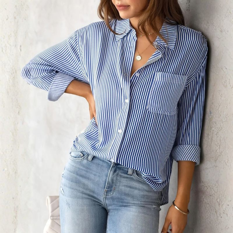 Edith Striped Shirt | Women's Striped Casual Top | Relaxed Fit Summer Tee UK