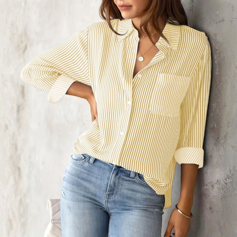 Edith Striped Shirt | Women's Striped Casual Top | Relaxed Fit Summer Tee UK