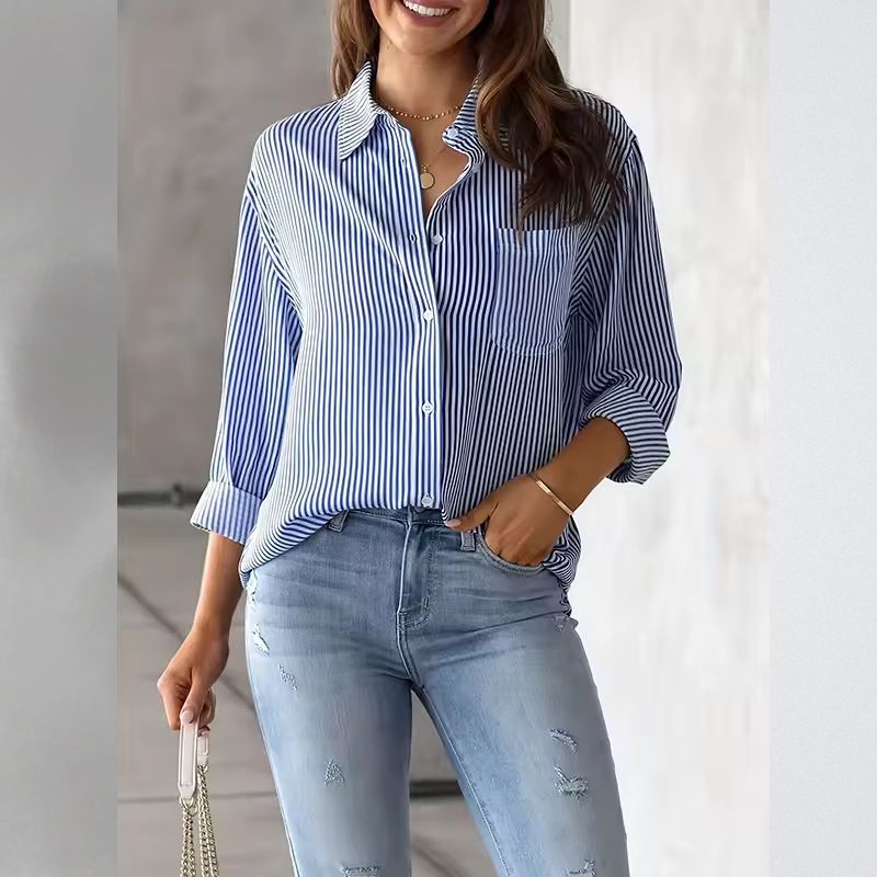 Edith Striped Shirt | Women's Striped Casual Top | Relaxed Fit Summer Tee UK