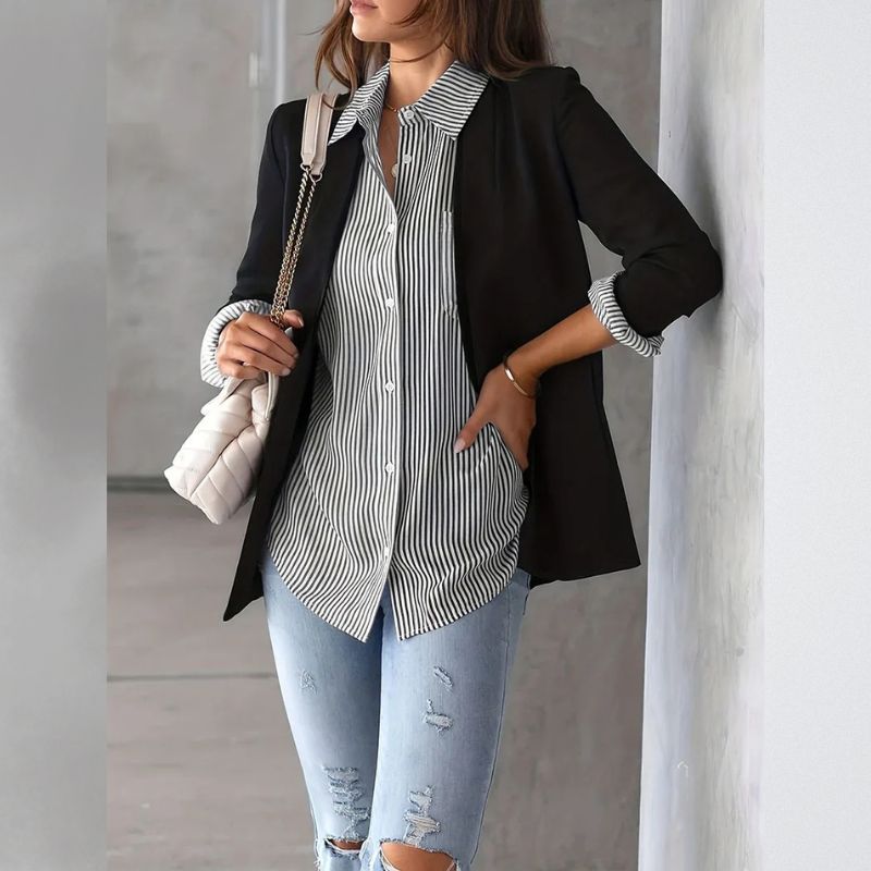 Edith Striped Shirt | Women's Striped Casual Top | Relaxed Fit Summer Tee UK