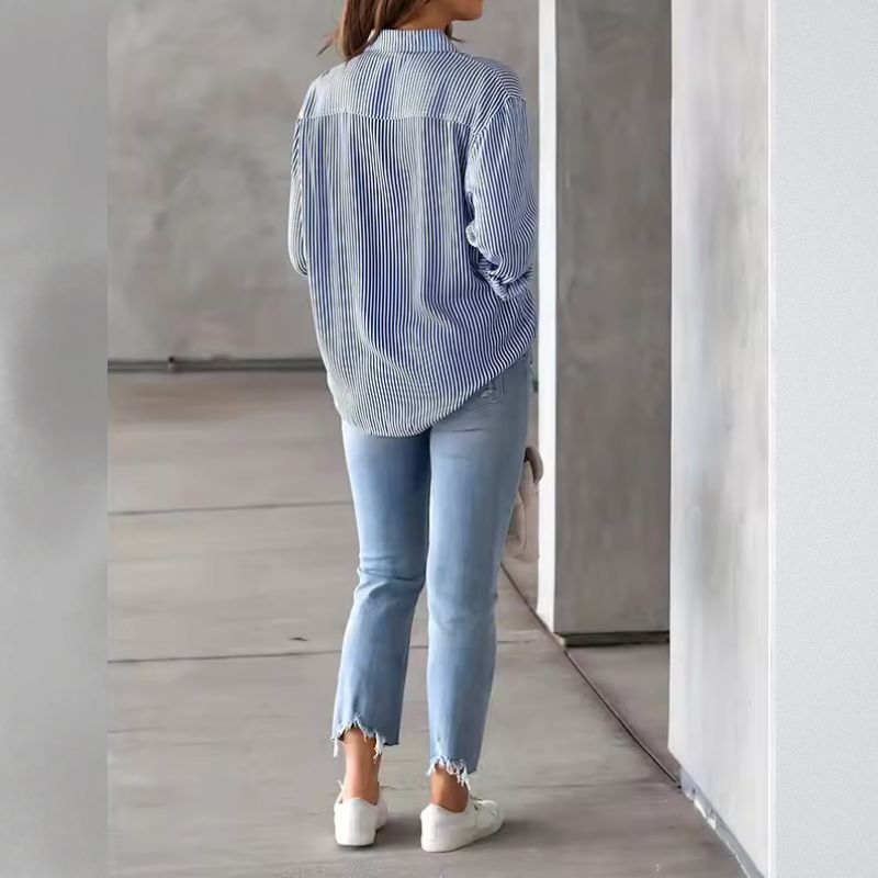 Edith Striped Shirt | Women's Striped Casual Top | Relaxed Fit Summer Tee UK