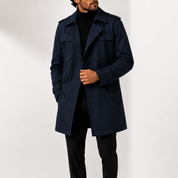 Men's Classic Trench Coat Mid-Length Double-Breasted Epaulettes Smart Casual