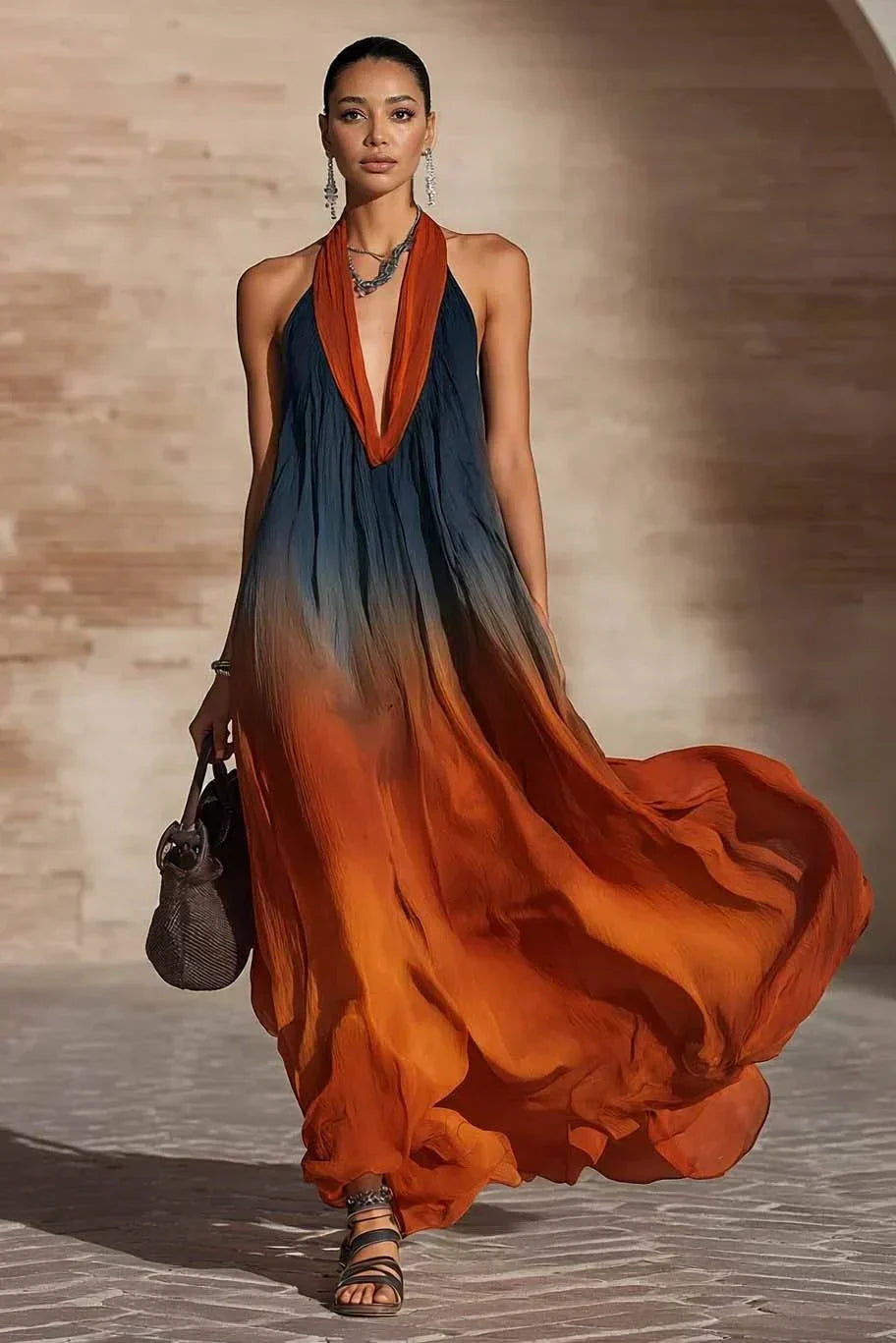 Marlow Gradient Boho Maxi Dress | Women's Bohemian Boho Maxi Dress | Flowy Summer Holiday Dress UK