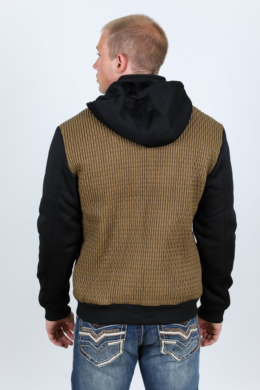 Fur-Lined Quilted Hooded Jacket | Men's Winter Jacket | Men Quilted Fur White Camel