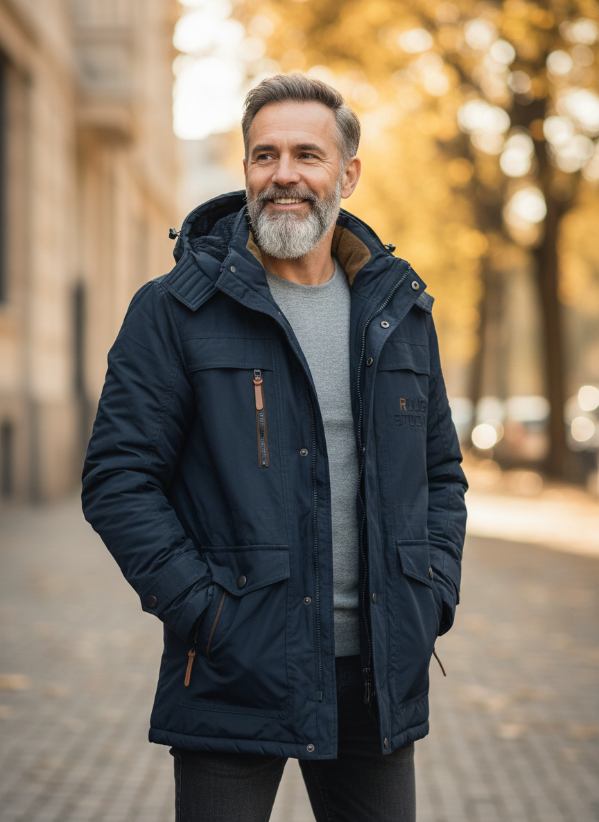 Men's Fleece-Lined Hooded Parka | Padded Shell Flap Pockets Snap Placket | Warm Winter Coat | S–2XL