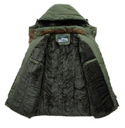 Men's Fleece-Lined Hooded Parka | Padded Shell Flap Pockets Snap Placket Winter Coat