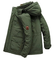 Men's Fleece-Lined Hooded Parka | Padded Shell Flap Pockets Snap Placket Winter Coat