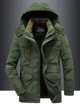 Men's Fleece-Lined Hooded Parka | Padded Shell Flap Pockets Snap Placket | Warm Winter Coat | S–2XL