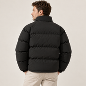 Men's Fleece-Lined Puffer Jacket | Cotton-Blend Shell High Collar Winter Coat | Brown Black White | Rasmus