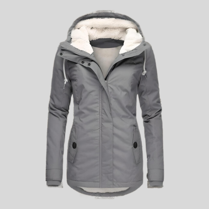Women's Fleece-Lined Winter Parka | Plush Hood Zip Snap Front Extended Sizes Warm Coat