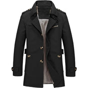 Men's Cotton Twill Trench Coat | Notch Lapel Zip Pocket Belted Cuff Smart Jacket