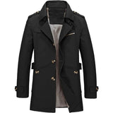Men's Cotton Twill Trench Coat | Notch Lapel Zip Pocket Belted Cuff Smart Jacket