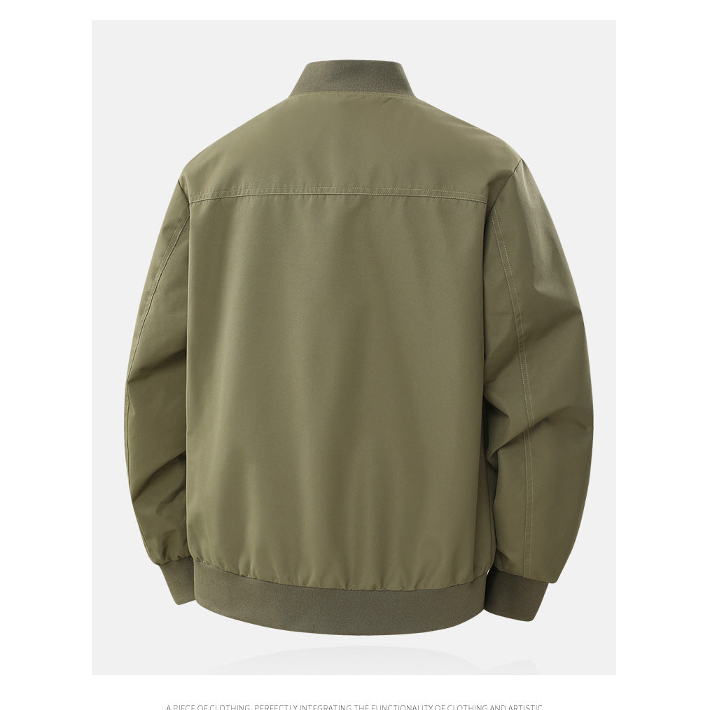 Men's Zip-Up Bomber Jacket | Curved Panel Seams Rib Collar Sleeve Pocket Casual Outerwear