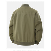 Men's Zip-Up Bomber Jacket | Curved Panel Seams Rib Collar Sleeve Pocket Casual Outerwear