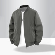 Men's Zip-Up Bomber Jacket | Curved Panel Seams Rib Collar Sleeve Pocket Casual Outerwear