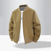 Men's Zip-Up Bomber Jacket | Curved Panel Seams Rib Collar Sleeve Pocket Casual Outerwear