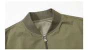 Men's Zip-Up Bomber Jacket | Curved Panel Seams Rib Collar Sleeve Pocket Casual Outerwear