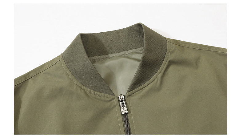 Men's Zip-Up Bomber Jacket | Curved Panel Seams Rib Collar Sleeve Pocket Casual Outerwear