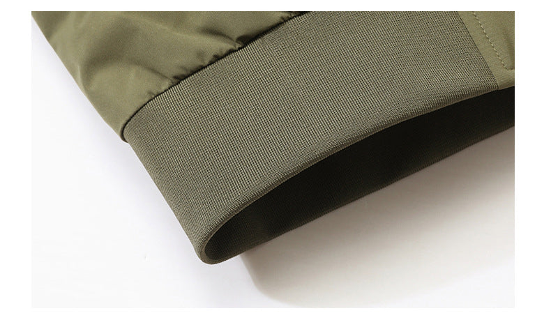 Men's Zip-Up Bomber Jacket | Curved Panel Seams Rib Collar Sleeve Pocket Casual Outerwear
