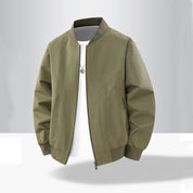 Men's Zip-Up Bomber Jacket | Curved Panel Seams Rib Collar Sleeve Pocket Casual Outerwear