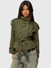 NATALIE CLASSIC TRENCH JACKET - GREEN | Women's Winter Coat | Elegant Outerwear