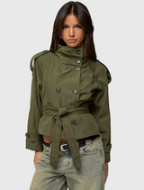 NATALIE CLASSIC TRENCH JACKET - GREEN | Women's Winter Coat | Elegant Outerwear