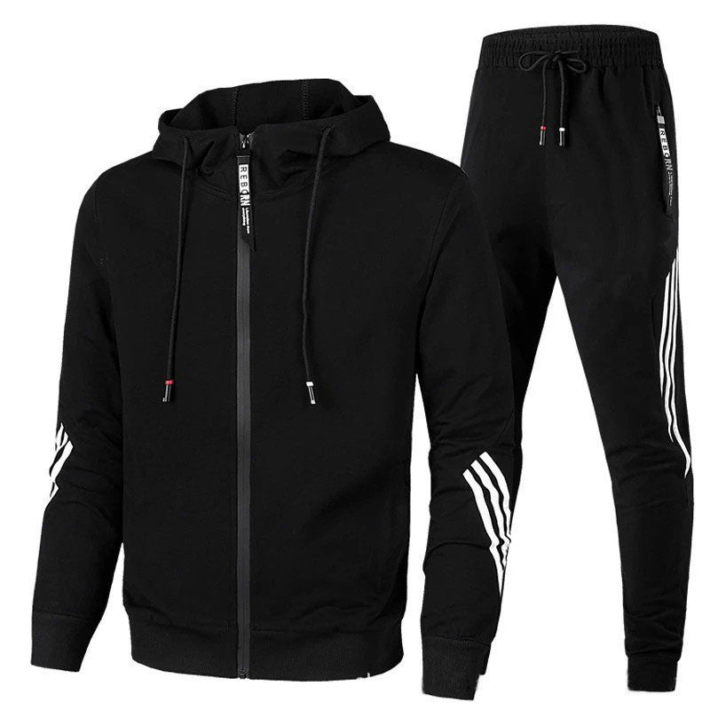 Men's Relaxed Fit Hoodie Tracksuit 2-Piece Sweatsuit | Casual Loungewear Set Autumn Winter Blue Grey Black Red