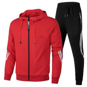 Men's Relaxed Fit Hoodie Tracksuit 2-Piece Sweatsuit | Casual Loungewear Set Autumn Winter Blue Grey Black Red