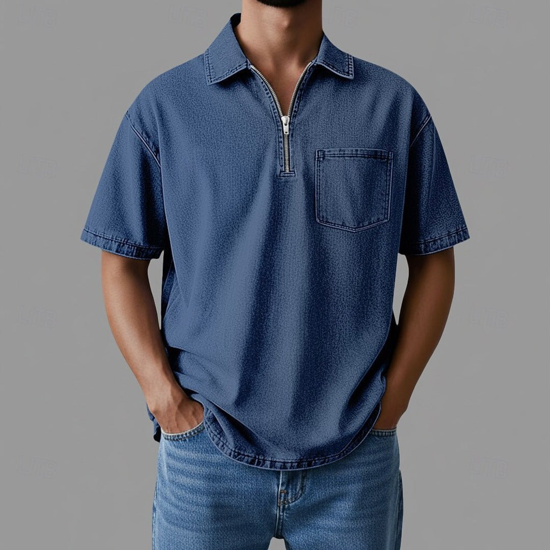 Ingram Denim Zip Shirt | Men's Classic Denim Shirt | Casual Everyday Top UK