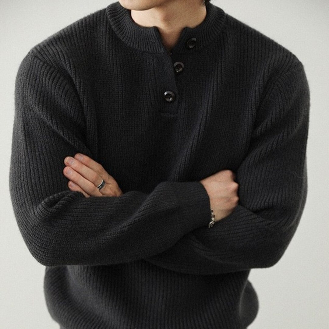 Ashbourne Henley Sweater | Men's Henley Knit Jumper | Classic Button-Neck Knitwear UK