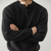 Ashbourne Henley Sweater | Men's Henley Knit Jumper | Classic Button-Neck Knitwear UK
