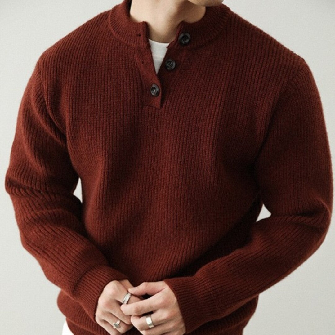 Ashbourne Henley Sweater | Men's Henley Knit Jumper | Classic Button-Neck Knitwear UK