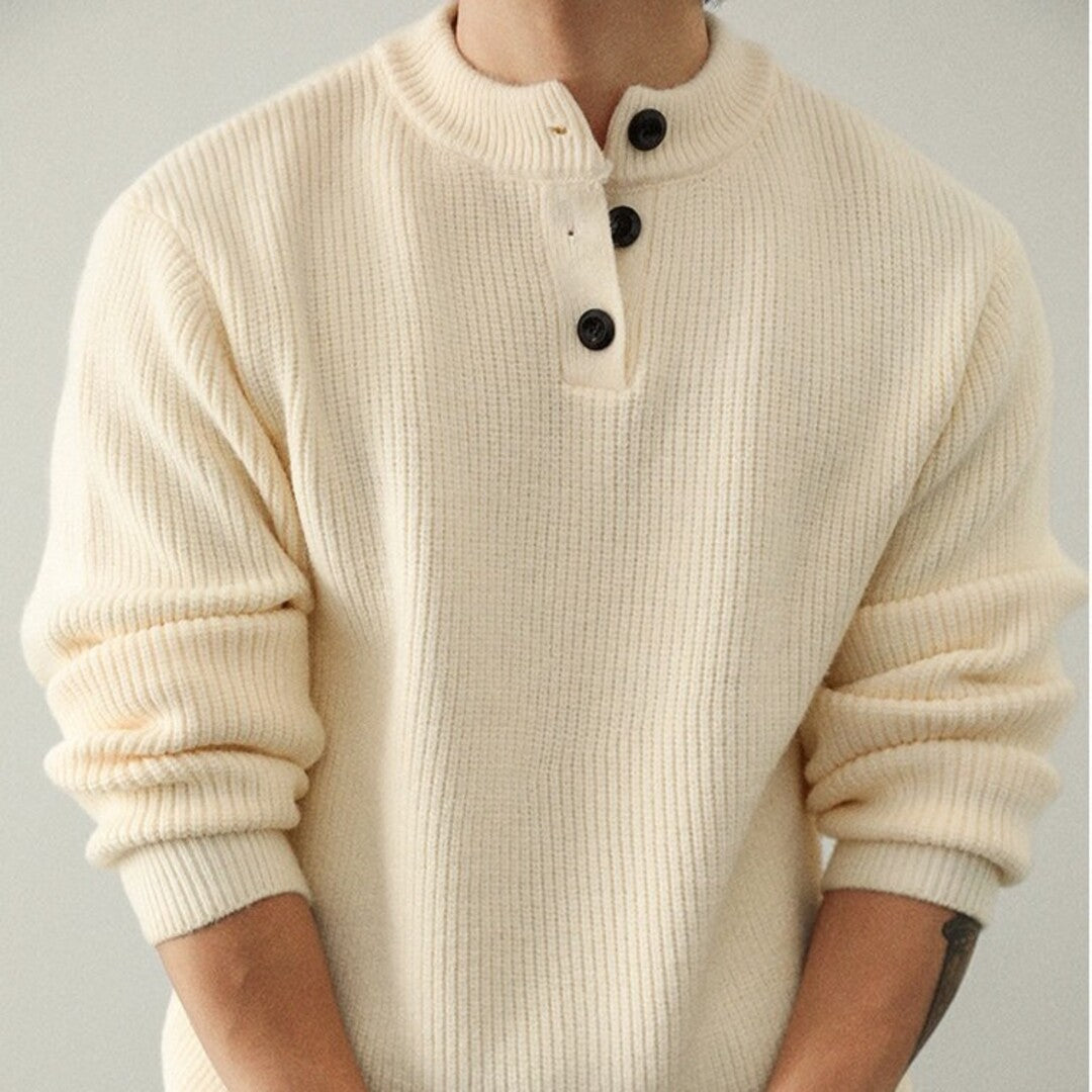 Ashbourne Henley Sweater | Men's Henley Knit Jumper | Classic Button-Neck Knitwear UK
