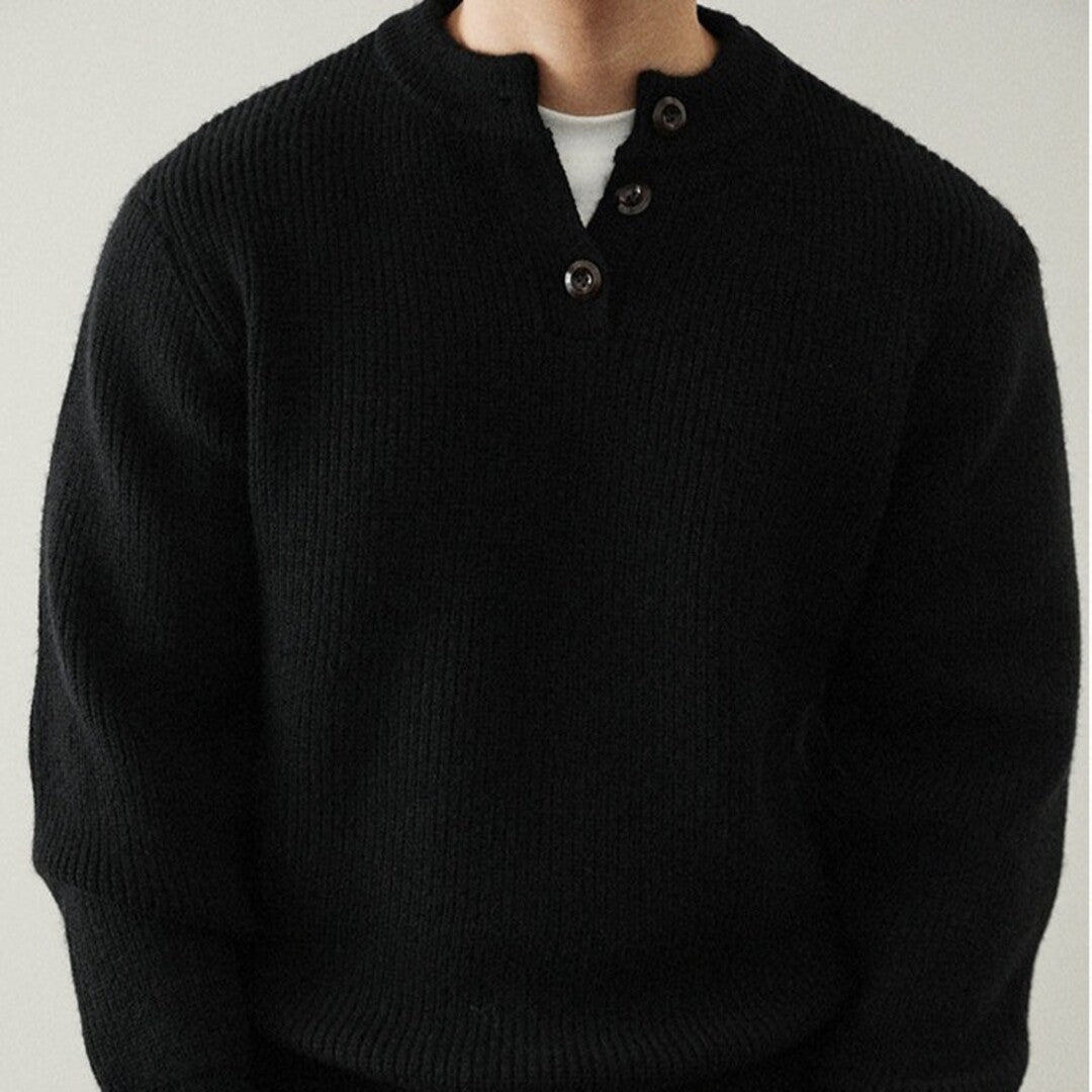 Ashbourne Henley Sweater | Men's Henley Knit Jumper | Classic Button-Neck Knitwear UK
